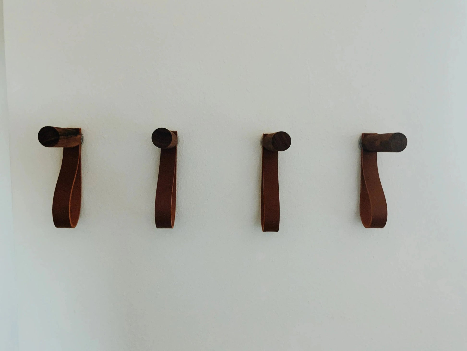 Modern Wooden Hook With Leather, Single Organizer, Hat Rack, Towel Hook - Walnut - Natural Modern Home by Bellver
