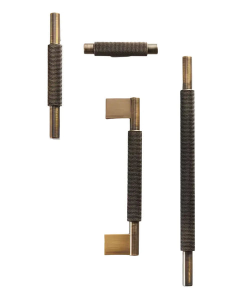 Antique Brass Luxury Knurled Solid Brass Cabinet Pulls & Knobs – Industrial Modern Hardware Modern Home by Bellver