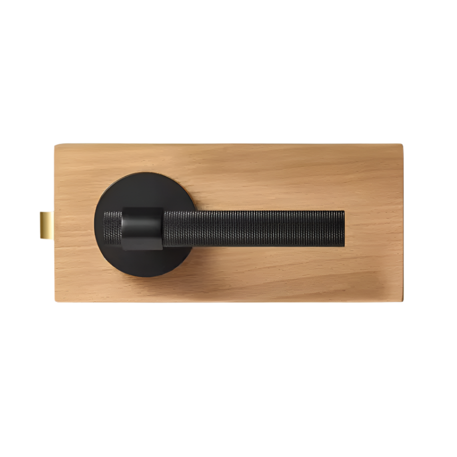 Modern Matte Black Knurled Solid Brass Door Handle – Minimalist Entry & Interior Door Hardware
