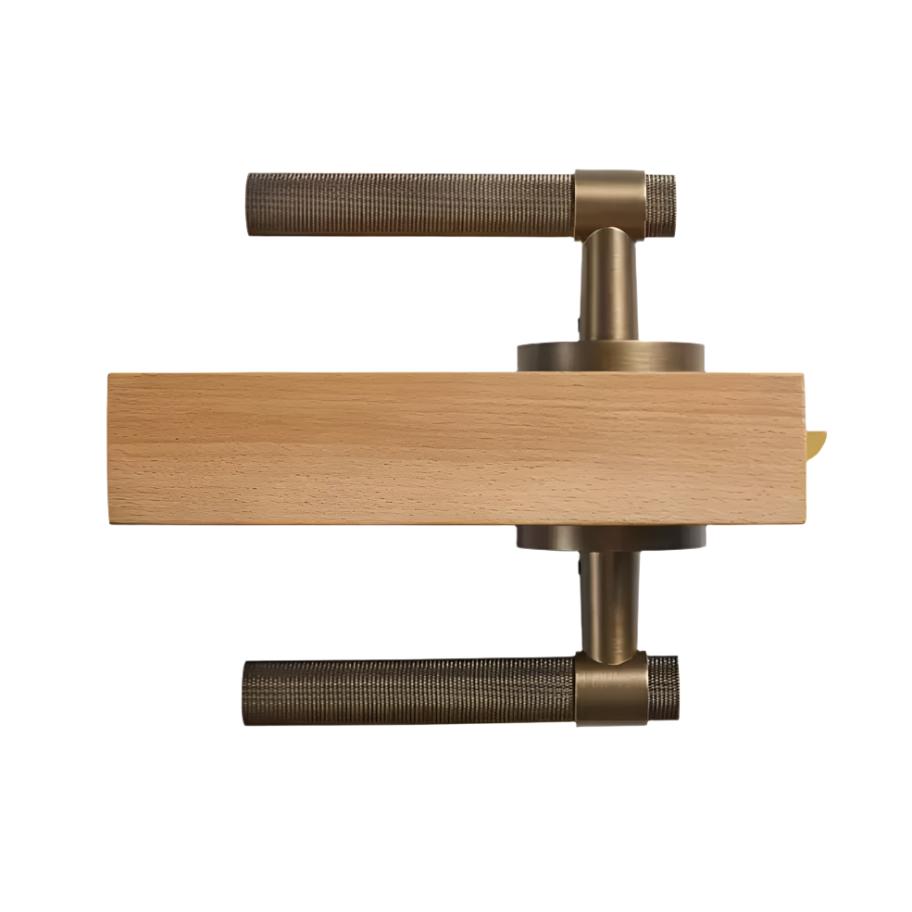 Modern Aged Brass Knurled Solid Brass Door Handle – Minimalist Entry & Interior Door Hardware