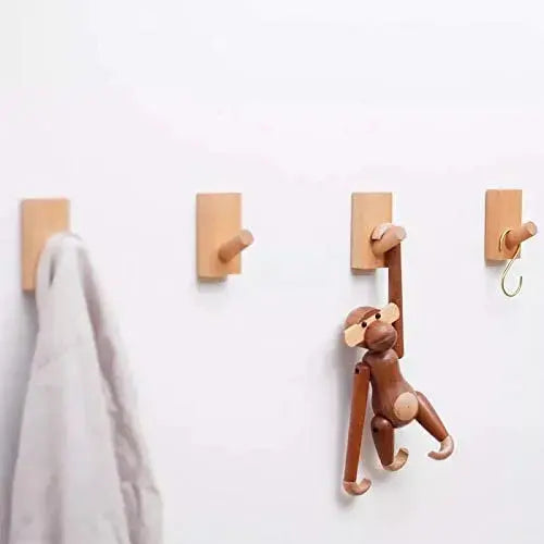 Wooden Coat Hook Wall Mounted, Single Organizer Hat Rack, Vintage Hanger, Towel Hook, Towel Hanger -  Walnut - Natural Modern Home by Bellver