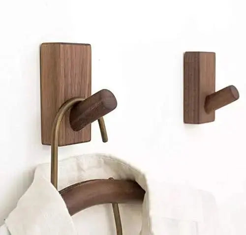 Wooden Coat Hook Wall Mounted, Single Organizer Hat Rack, Vintage Hanger, Towel Hook, Towel Hanger -  Walnut - Natural Modern Home by Bellver