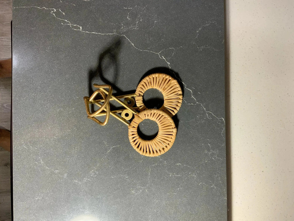 Rattan Bohemian Style Metal Hook - Wicker - Metal Brass - Chic Wall Hook Modern Home by Bellver